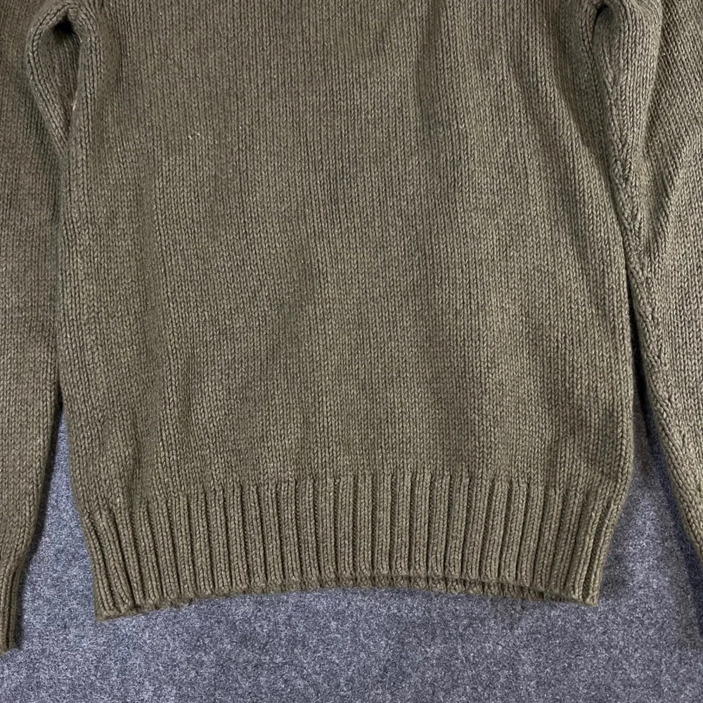 Fossil Mens Olive Green Fair Isle Mock Neck Button Sweater Large Cotton Angora